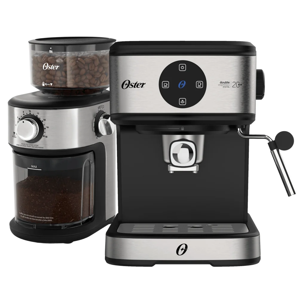 Kit Cafeteira Espresso Double Digital e Moedor de Café Precision 18 níveis Oster