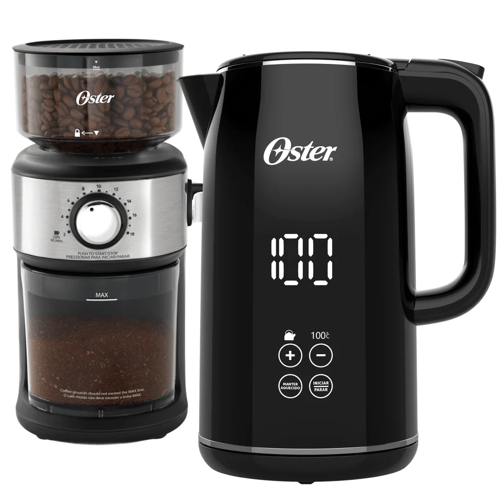 Kit Chaleira Digital 1,7L e Moedor de Café Precision 18 níveis Oster