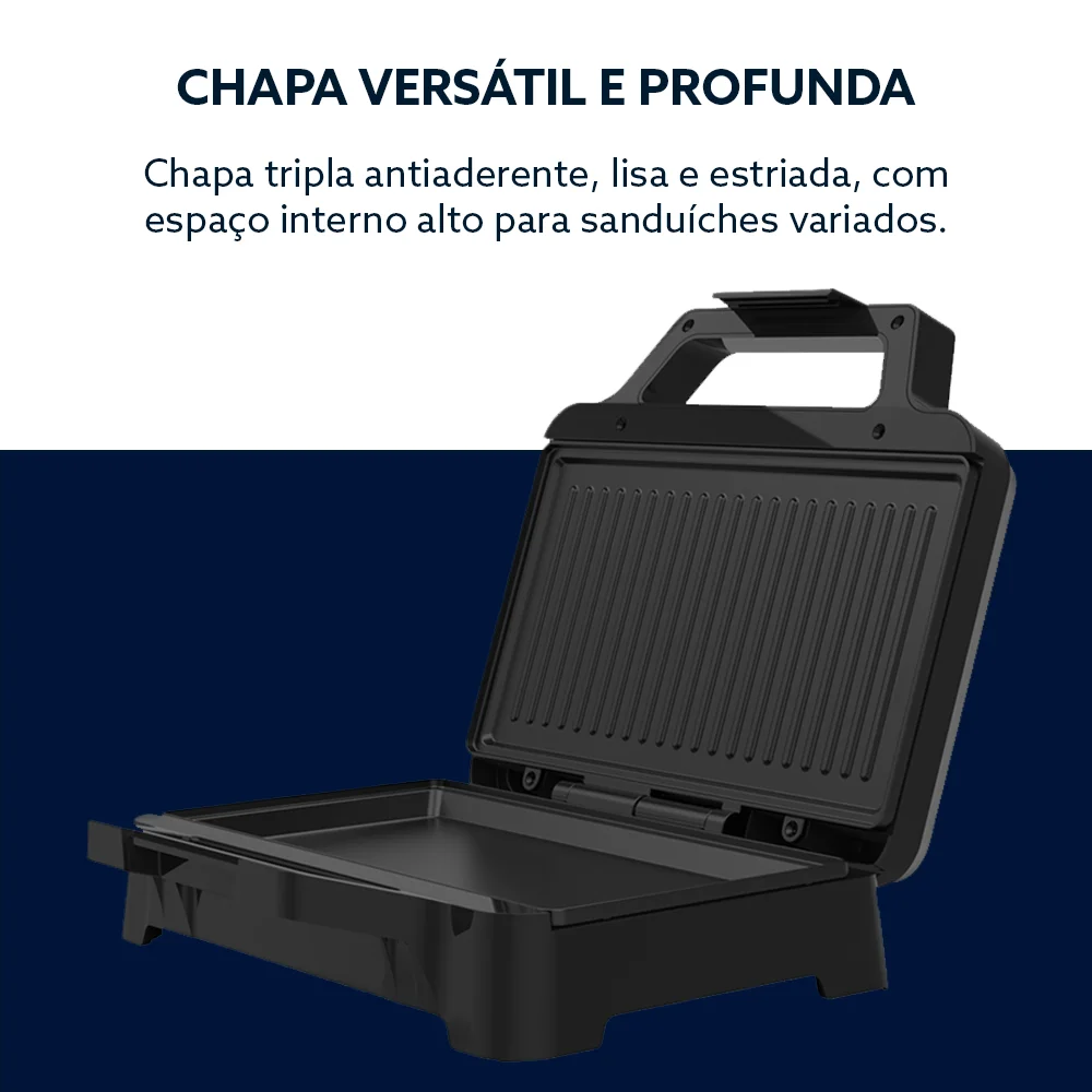 Kit Liquidificador Portátil Go Max e Sanduicheira Inox Multiuso Oster